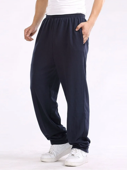 New men's casual straight solid color loose trousers - Hiccupzz
