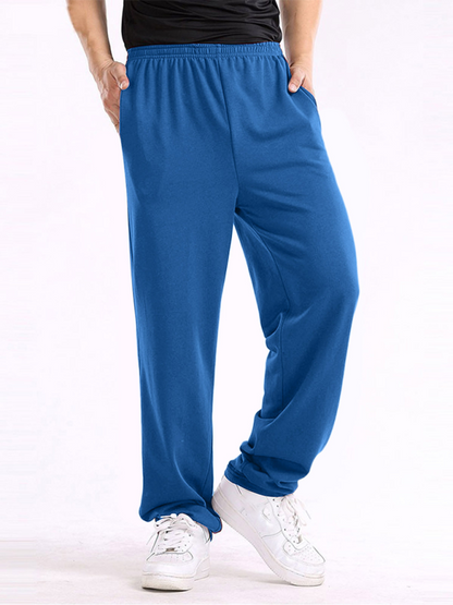 New men's casual straight solid color loose trousers - Hiccupzz