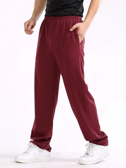 New men's casual straight solid color loose trousers - Hiccupzz