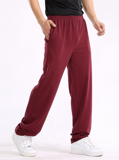 New men's casual straight solid color loose trousers - Hiccupzz