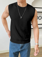 Men's Solid Color Sleeveless Sweater – Fashionable Hollow-Out Round Neck Casual Vest