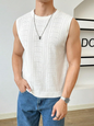 Men's Solid Color Sleeveless Sweater – Fashionable Hollow-Out Round Neck Casual Vest