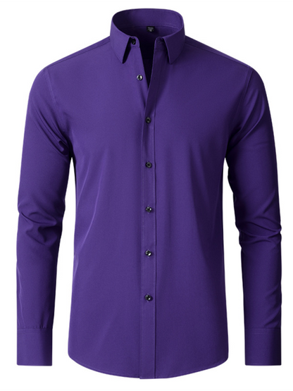 Men's non-iron wrinkle-resistant long-sleeve shirt - Hiccupzz