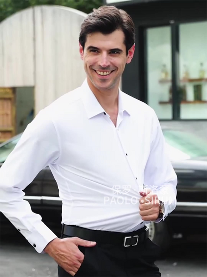 Men's non-iron wrinkle-resistant long-sleeve shirt - Hiccupzz