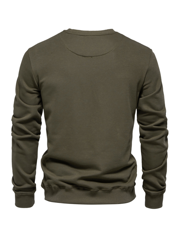 Men's Loose Solid Color Round Neck Casual Long Sleeve Sweatshirt