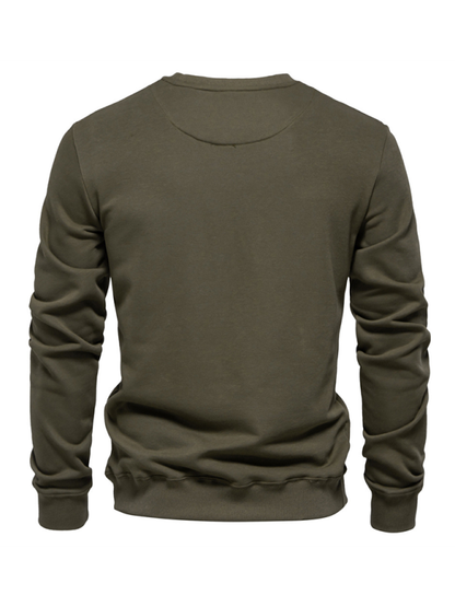 Men's Loose Solid Color Round Neck Casual Long Sleeve Sweatshirt - Hiccupzz