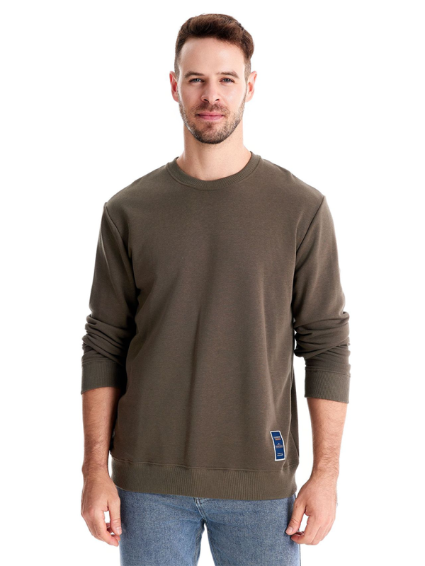 Men's Loose Solid Color Round Neck Casual Long Sleeve Sweatshirt