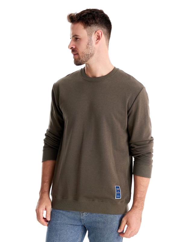 Men's Loose Solid Color Round Neck Casual Long Sleeve Sweatshirt