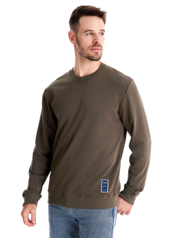 Men's Loose Solid Color Round Neck Casual Long Sleeve Sweatshirt