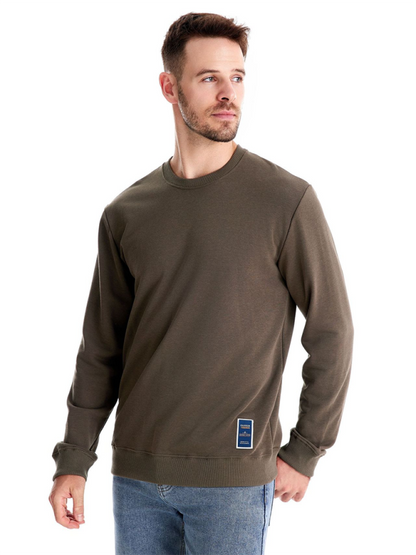 Men's Loose Solid Color Round Neck Casual Long Sleeve Sweatshirt - Hiccupzz