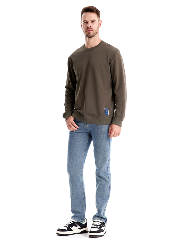 Men's Loose Solid Color Round Neck Casual Long Sleeve Sweatshirt