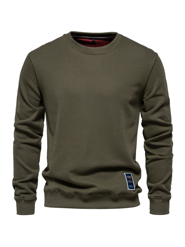 Men's Loose Solid Color Round Neck Casual Long Sleeve Sweatshirt