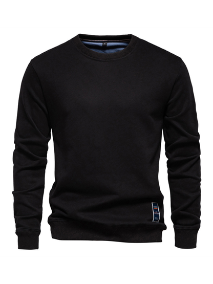 Men's Loose Solid Color Round Neck Casual Long Sleeve Sweatshirt - Hiccupzz