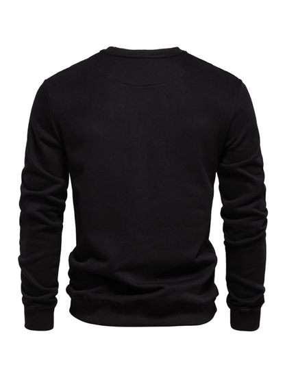 Men's Loose Solid Color Round Neck Casual Long Sleeve Sweatshirt - Hiccupzz