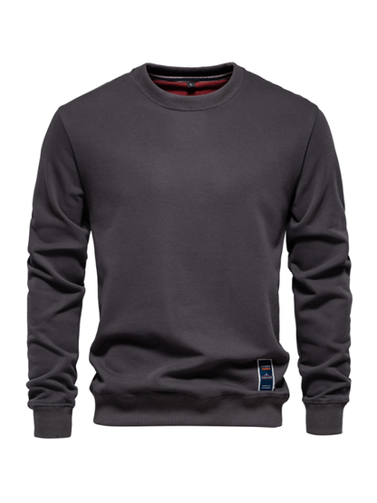 Men's Loose Solid Color Round Neck Casual Long Sleeve Sweatshirt - Hiccupzz