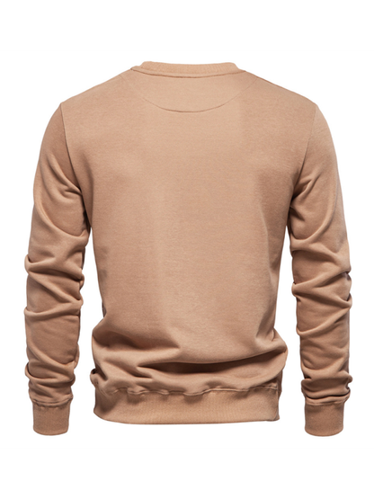 Men's Loose Solid Color Round Neck Casual Long Sleeve Sweatshirt - Hiccupzz