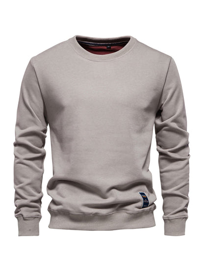 Men's Loose Solid Color Round Neck Casual Long Sleeve Sweatshirt - Hiccupzz