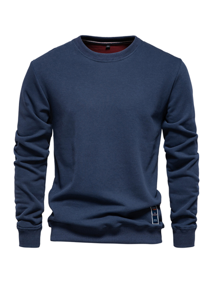 Men's Loose Solid Color Round Neck Casual Long Sleeve Sweatshirt - Hiccupzz