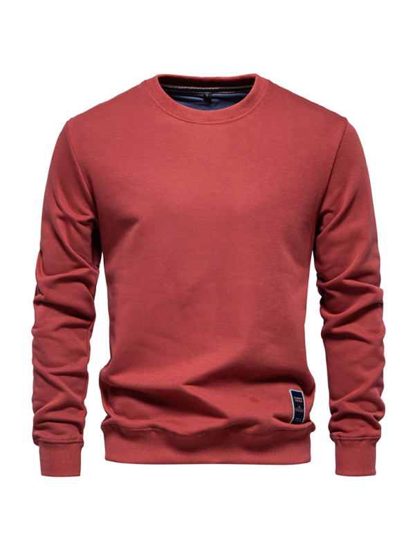 Men's Loose Solid Color Round Neck Casual Long Sleeve Sweatshirt