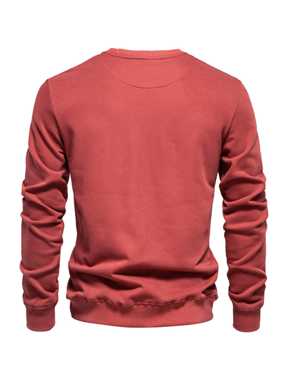 Men's Loose Solid Color Round Neck Casual Long Sleeve Sweatshirt - Hiccupzz