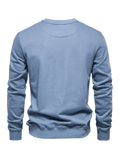 Men's Loose Solid Color Round Neck Casual Long Sleeve Sweatshirt - Hiccupzz