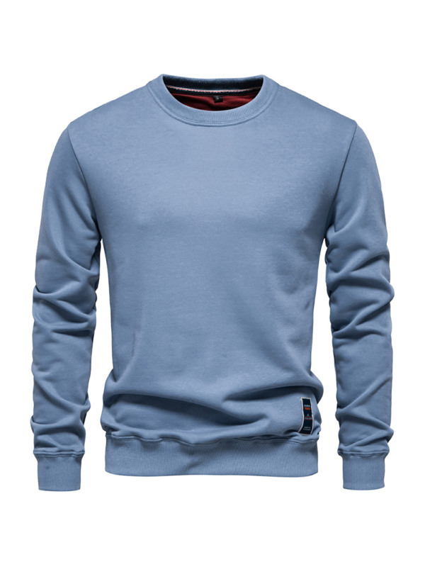 Men's Loose Solid Color Round Neck Casual Long Sleeve Sweatshirt