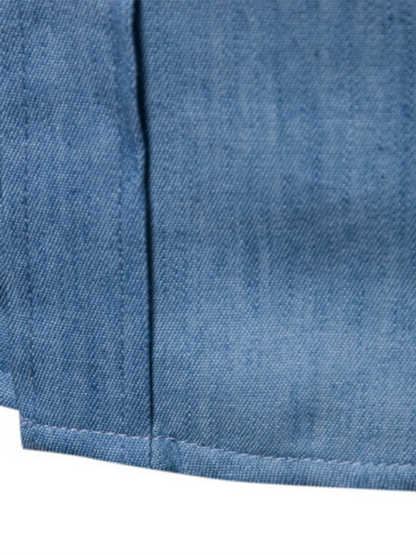 Men's Casual Shirt Pocket Patchwork Leather Long Sleeve Shirt - Hiccupzz