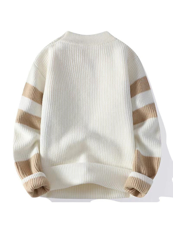 Men's Loose Crew Neck Contrast Color Sweater