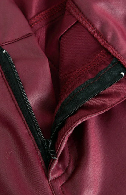 Women's Fashion Pu Leather Feet Trousers