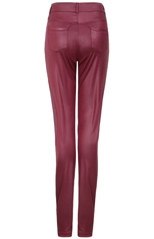 Women's Fashion Pu Leather Feet Trousers