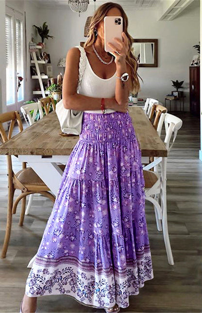 Ladies Casual Fashion Boho Print Skirt - Hiccupzz