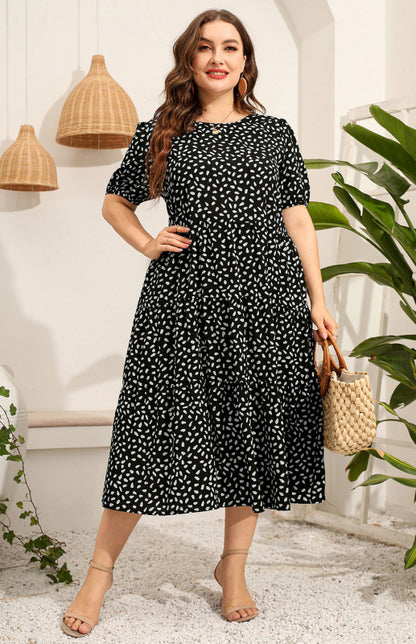 Maternity Print Short Sleeve Flowy Dress - Hiccupzz