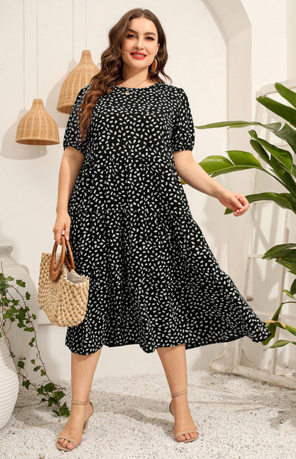 Maternity Print Short Sleeve Flowy Dress - Hiccupzz