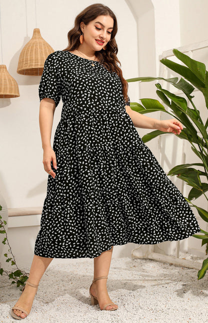 Maternity Print Short Sleeve Flowy Dress - Hiccupzz