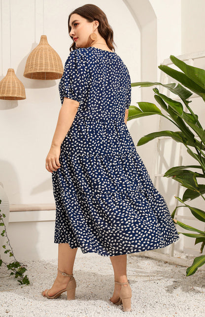 Maternity Print Short Sleeve Flowy Dress - Hiccupzz