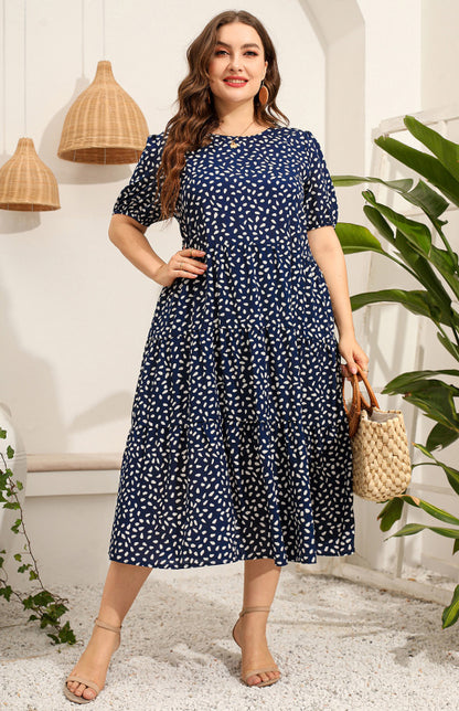 Maternity Print Short Sleeve Flowy Dress - Hiccupzz