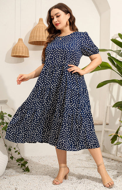 Maternity Print Short Sleeve Flowy Dress - Hiccupzz