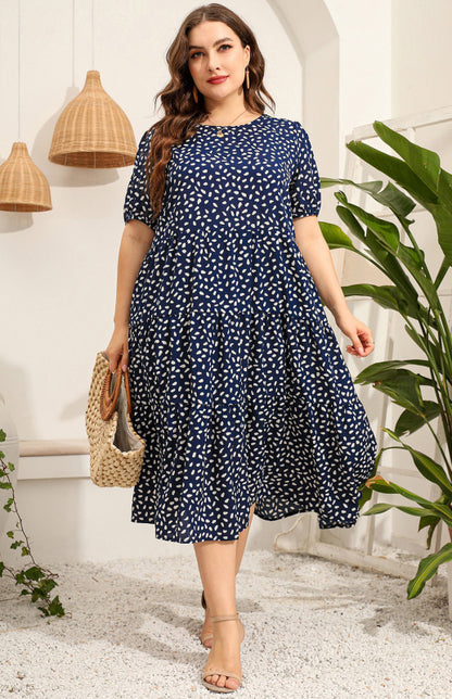 Maternity Print Short Sleeve Flowy Dress - Hiccupzz