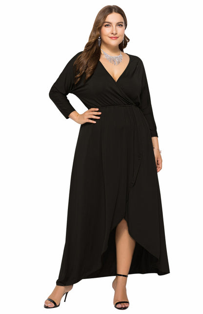 Women's Plus Size Solid Deep V Dress - Hiccupzz