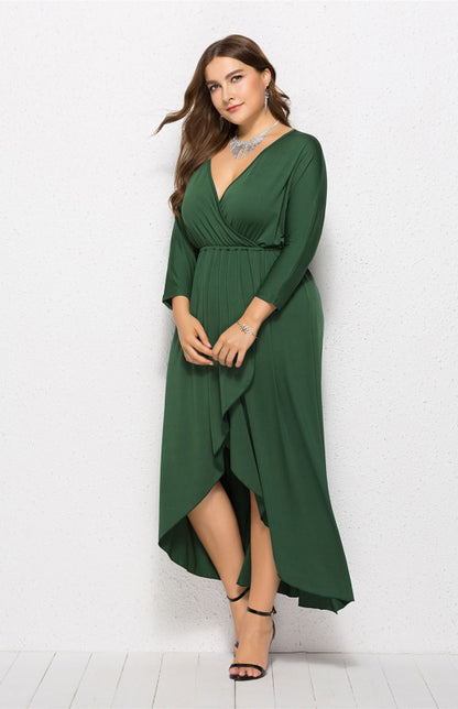 Women's Plus Size Solid Deep V Dress - Hiccupzz