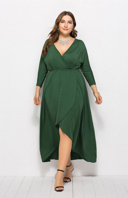 Women's Plus Size Solid Deep V Dress - Hiccupzz