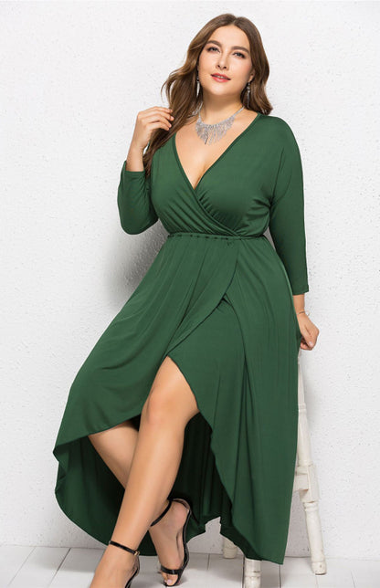 Women's Plus Size Solid Deep V Dress - Hiccupzz