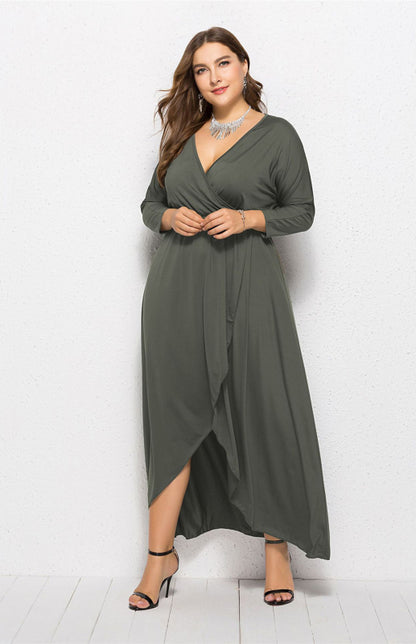 Women's Plus Size Solid Deep V Dress - Hiccupzz