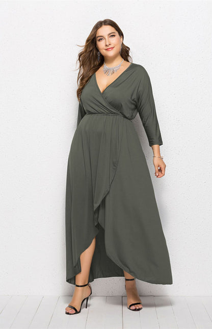 Women's Plus Size Solid Deep V Dress - Hiccupzz