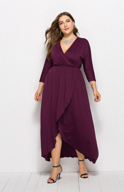 Women's Plus Size Solid Deep V Dress - Hiccupzz