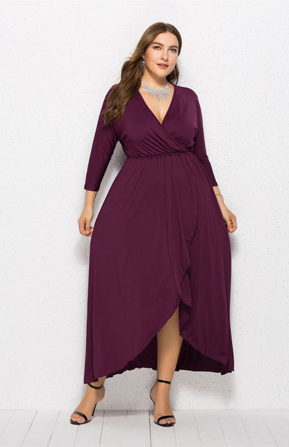 Women's Plus Size Solid Deep V Dress - Hiccupzz