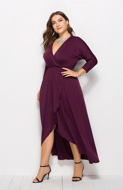 Women's Plus Size Solid Deep V Dress - Hiccupzz