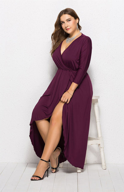Women's Plus Size Solid Deep V Dress - Hiccupzz