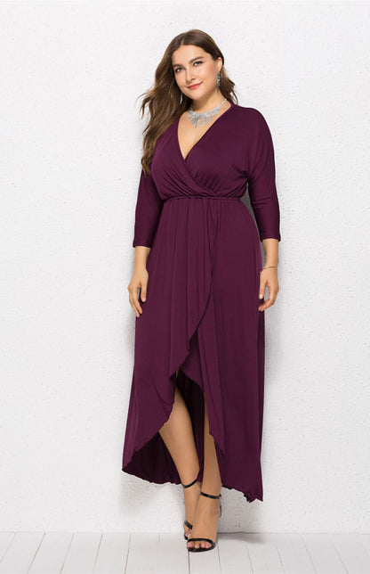 Women's Plus Size Solid Deep V Dress - Hiccupzz