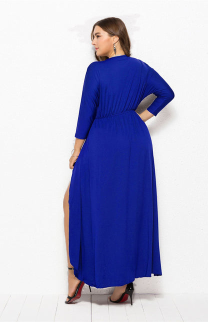 Women's Plus Size Solid Deep V Dress - Hiccupzz